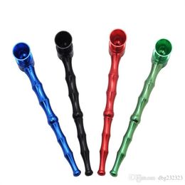 Smoking Pipes New straight-rod metal pipe with small bamboo shape screw design can be