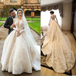 2023 Gorgeous Wedding Dresses Bridal Gown Long Sleeves High Neck Lace Applique Chapel Train Plus Size Custom Made Garden Beach Vestido De Novia 401 401