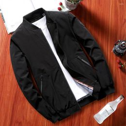 Men's Jackets Super Soft Pure Colour Zipper Jacket Temperament Men Baseball Stand Collar For Daily Wear