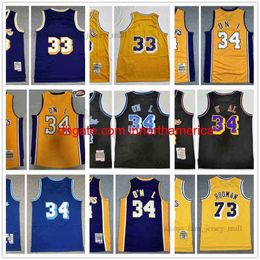 Stitched #33 Basketball Jerseys Retro #34 and #73 1998-99 Black Yellow Purple White City Jersey