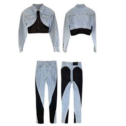 Women's Jeans GetSpring Women Jeans leggings Vintage Patchwork tight Denim Pencil Pants Color Matching Long Female Trousers Autumn 230317