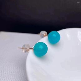 Stud Earrings SHILOVEM 18k Yellow Gold Real Natural Amazonite Classic Wholesale Fine Women Gift 8mm Myme08085512ths