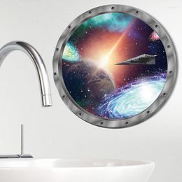 Wall Stickers Space Starry Sky Portholes Window For Washing Machine Kids Room