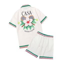 Camisa Casablanc 22SS Camisas de grife Masao San Imprimir camisa casual Casual feminino Silk Casablacnca Camiseta curta T-shirt camisetas de alta qualidade camisetas