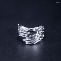 Cluster Rings VLA 925 Sterling Silver Simple Creative Feather Ring Women's Punk Angel Wing Adjustable Lovers Wholesale