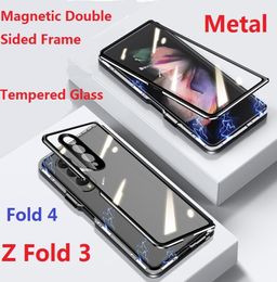 Metal Privacy Cases For Samsung Galaxy Z Fold 4 2 Fold 3 Case Glass Film Screen Protector Magnetic Double Sided Anti Peeping Cover2328253
