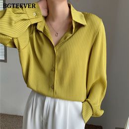 Women's Blouses Shirts BGTEEVER Office Ladies Striped Women Blouses Tops Full Sleeve Loose Women Shirts Elegant Spring Blusas Mujer 230317