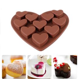 Silicone Cake Mould 10 Lattices Heart Shaped Chocolate Mould Baking DIY dh44