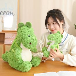 23/35/45CM Kawaii Green Dinosaur Plush Toy Cute Soft Dino Dolls with Avocado Backpack Stuffed Animal Pillow for Baby Kids Gifts