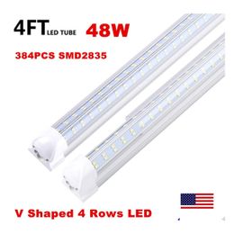 Led Tubes 4Ft 8Ft Lights Vshaped Integrated Tube Light Fixtures 120W 4 Row Leds Smd2835 100Lm/W Drop Delivery Lighting Bbs Dhu0Y