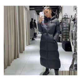 Women'S Down Parkas Womens P Home Thickened Long White Goose Jacket For Women Over The Knee Hooded Warm Coat Drop Delivery Apparel Dhqgl