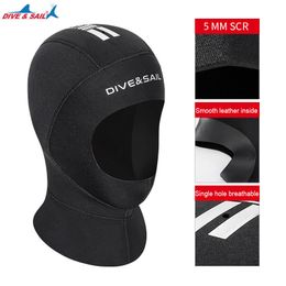 Swimming caps 3mm5mm Neoprene Swimming Cap Thick Warm Cold Protection Surfing Scuba Snorkelling Diving Cap with Shoulder Diving Equipment 230320