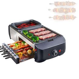 Non Stick Electric BBQ hot pot Grill Smokeless Barbecue Machine Adjustable Household Electric Grill Ovens Cooking