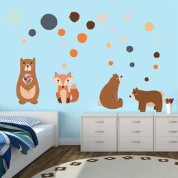 Wall Stickers Good Quality Cartoon Bear Dot Reflective Sticker For Children's Room Decals Furniture Playroom Nursery Decor