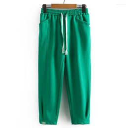 Pants 4XL Plus Size Harem Women 2023 Spring Leg Opening Labeling Drawstring High Waist Trousers Oversized Curve Clothes