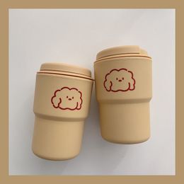 Water Bottles Simple Fashion Water Cup With Lid Coffee Milk Cup Cartoon Cloud Puppy Anti Scalding Plastic Cups for Girls 230320