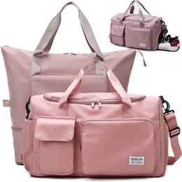 Stuff Sacks Large Capacity Folding Travel Bags Waterproof Luggage Tote Handbag Duffle Gym Yoga Storage Shoulder For Women Men 230317