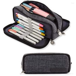 Storage Bags ANGOO Pencil Case Big Capacity 3 Compartments Canvas For Students