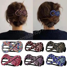 Women DIY Hair Accessories Crystal Elastic Hair Claw Hairpin Updo Hairstyle Bun Maker Styling Tool Hairwear