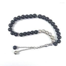 Strand Beaded Strands Design Black Onyx With Silver Beads 10mm Natural Stone Tasbih Muslim Birthday GiftBeaded Lars22