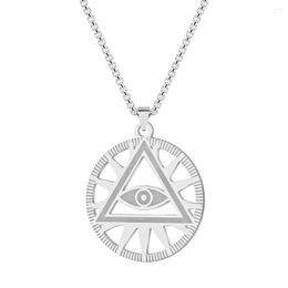 Pendant Necklaces 2023Now Nekelace All-Seeing-Eye Of Providence Illuminati Pyramid Pendants For Women's Hip Hop Chain Jewellery Party Gift