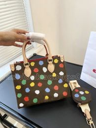 Japanese Artist YK OnTheGo PM Tote Bags Colourful Dots Handbags Embossed Monograms CrossBody Bag with Removable Coin Purse Women Luxury Shoulder Pouch M46380 M45653