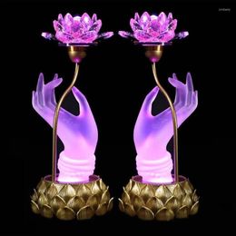 Table Lamps Buddha Ever-burning LED Lotus Light Colorful Coloured Glaze Bergamot Bodhisattva Lamp Lanterns Flowers Decoration