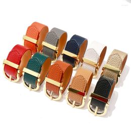 Bangle Hip-hop Personality Punk Belt Buckle Wristband French Solid Color Leather PU Bracelet Men Women Trend Jewelry Gift