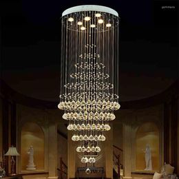 Chandeliers LED Round Crystal Light Lamp Fixtures For Parlor El Hallway With Warm Or Cool White VALLKIN