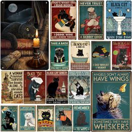 Retro Cat Portrait Metal Painting Signs Animal Vintage Metal Poster Lovely Cat Tin Signs House Cat Club Shop Wall Decoration 30X20cm W03
