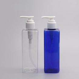 Storage Bottles 250ML X 30 Transparent Blue Empty Square Shampoo Container Shower Gel Facial Cleanser Cosmetic Packaging Bottle With Lotion
