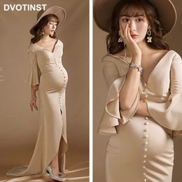 Maternity Dresses Dvotinst Women Pography Props Vneck Pregnancy Elegant Mermaid Party Dress Studio Poshoot Po Clothes 230320