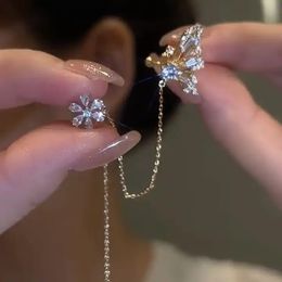 Fancy Luxury Jewelry No Piercing Fairy Ear Cuff Crystal Flower Ear Clip Glitter Iced Out Cubic Zirconia CZ Butterfly Earrings