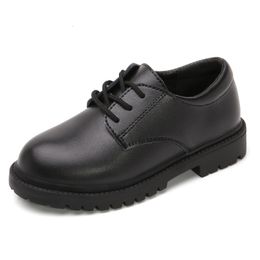 Sneakers Boys Shoes Children Leather For Big Kids Teenagers Size 2738 Boy mal Wedding British Style Simple Black 230317