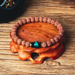 Strand Royal Green Tiger Eye Vajra Bodhi Bracelet Original Rudraksha Meditation Women Prayer Tibetan Buddhism Jewellery