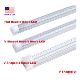 Led Tubes 120W Tube Light 2Ft 4Ft 8Ft Linkable Integrated T8 Shop Fixture V Shaped Double Side 4 Rows Ac85277V Drop Delivery Lights Dhkwu