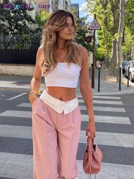 Women's Pants Capris Loose Casual High Waist Wide g Pants For Women Chic Egant Fold Straight Pants 2022 Summer Fa Fashion Suit Trousers 0320H23