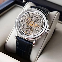 Wristwatches Reef Tiger/RT Business Vintage Mechanical Watches Mens Automatic Skeleton Dial Leather Strap Waterproof Watch