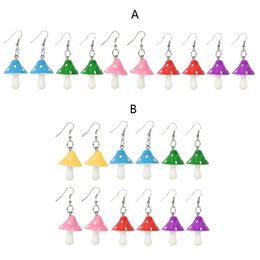 Dangle Earrings & Chandelier 5/6 Pairs Resin Mushroom Plastic Simulation Drop Kit T4MD