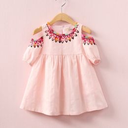 Girl's Dresses Girls' Dresses For Kids Costume Off-the-shoulder Pink Off Shoulder Dress Little Princess Apparel Summer 230320