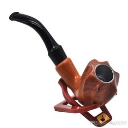 Smoking Pipes New Rotary Wood Thread Bright Classic Wood Pipe Flat Nozzle Removable