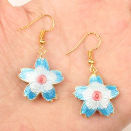 Women Cloisonne Enamel Star Charm Earrings Wholesale High Quality Chinese Traditional Handcraft Ear Accessories Fashion Dangle Jewellery Gift 10 pairs/lot