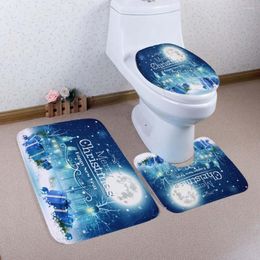 Carpets Christmas Bath Mat WC Toilet Seat Cover Toilette Tapa Inodoro Decoration Bathroom Commode Bowl