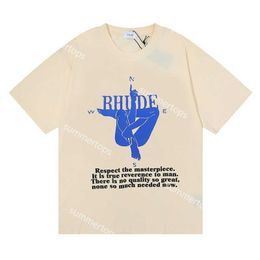 T-shirts Rhude Designer Oversized Shirts Human Compass Printed Luxury Brand Fashion Shirt Men Casual Short Sleeve Tees Cotton T3102