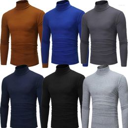 Men's T Shirts 2023 Fahsio High Neck Pullover Jumper Sweater Tops Turtleneck Warm Cotton M-3XL