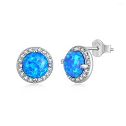 Stud Earrings Real Opal For Women White Blue Gemstone S925 Sterling Silver Zircon Wedding Cute Fine Jewellery Drop