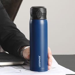 Water Bottles UZSPACE Business Sport Water Bottle Vacuum Flask Stainless Steel Thermos Direct Drink Leakproof Portable Car Tea Cup Coffee Mug 230320