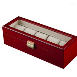 Jewellery Pouches Retro Red Wooden Watch Display Case Collection Storage Durable Packaging Holder Organiser Box Casket