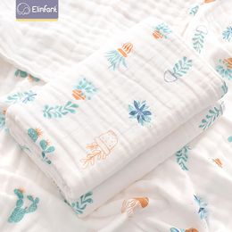 Blankets Elinfant 4 layers soft 100% cotton muslin swaddle blanket 110*110cm born bath towel wrap receiving blanket 230320