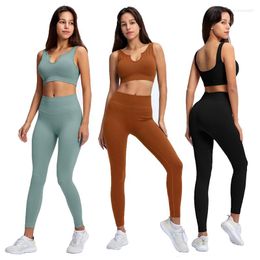 Active Sets Ribbed Seamless Yoga Set Women Workout Sportswear Gym Clothing Fitness 2 Piece Outfit High Waist Leggings And Sports Bra